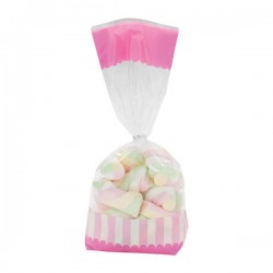 SACCHETTI TRASPARENTI STAMPA ROSA 27x9cm 10pz