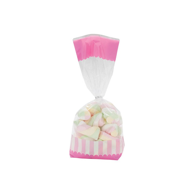 SACCHETTI TRASPARENTI STAMPA ROSA 27x9cm 10pz