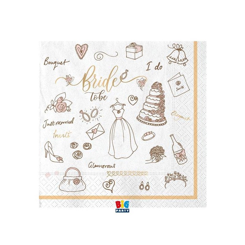 TOVAGLIOLI 33x33cm BRIDE TO BE 20pz