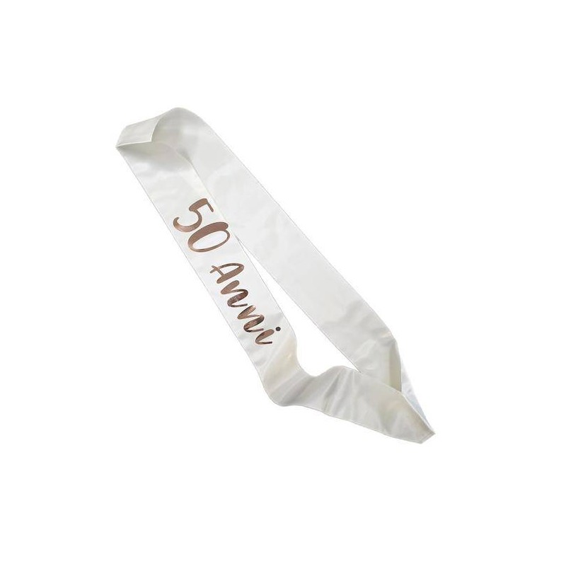 FASCIA BIANCA SCRITTA ROSEGOLD 50anni