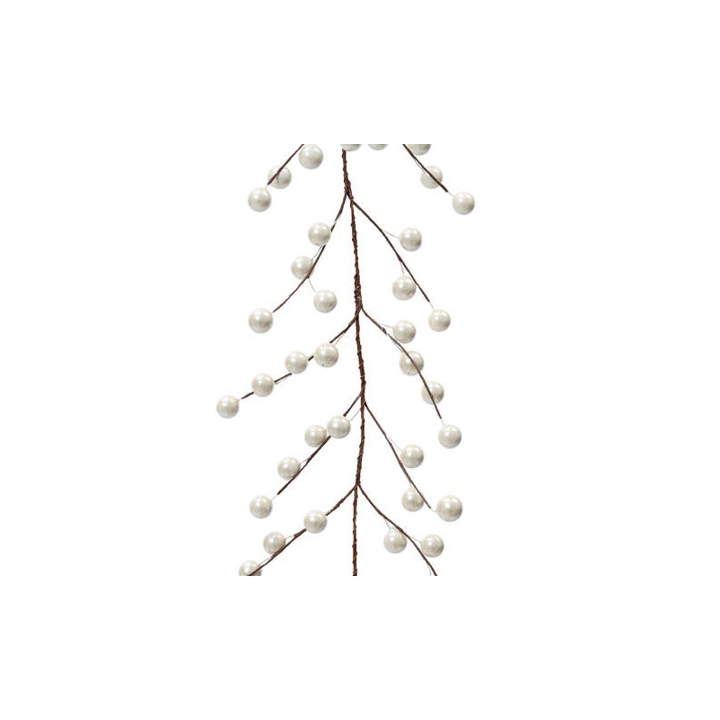 GHIRLANDA RAMO BACCHE BIANCO PERLATO 130cm