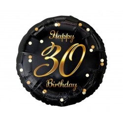 PALLONCINI MYLAR 18" 45cm NERO E ORO 30 ANNI
