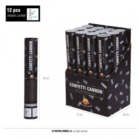 SPARA CORIANDOLI 30cm ARGENTO METALLIZZATO