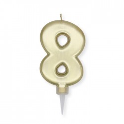 CANDELINA NUMERO 8 PLUMP ORO METAL 10cm