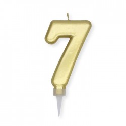 CANDELINA NUMERO 7 PLUMP ORO METAL 10cm