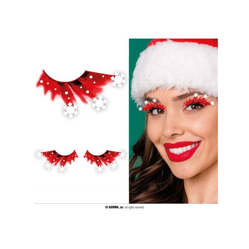 CIGLIA ROSSE CON FIOCCHI DI NEVE