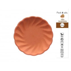 PIATTI PIANI CONCHIGLIA COMPOSTABILI TONDI ø23cm CORALLO 6pz