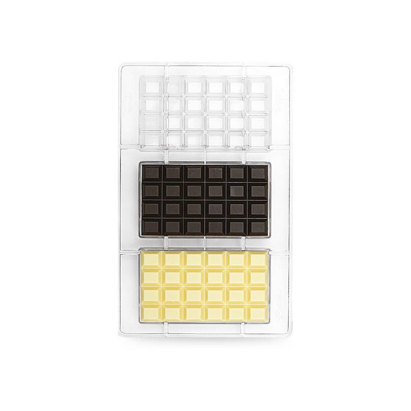 STAMPO POLICARBONATO CIOCCOLATINO TAVOLETTA 3 CAVITà 127x72x11mm (270x170x20mm) DECORA