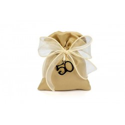 SACCHETTO ORO 50ANNI CON FIOCCO 10x13cm 10pz