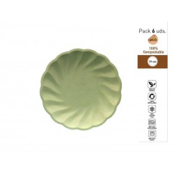 PIATTI DESSERT CONCHIGLIA COMPOSTABILI TONDI ø19cm VERDE 6pz