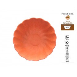 PIATTI FONDI CONCHIGLIA COMPOSTABILI TONDI ø15cm CORALLO 6pz