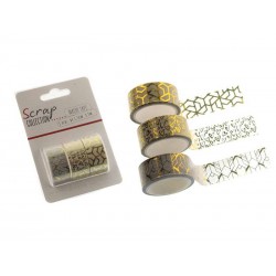 WASHI TAPE DISEGNI ORO cm1,5x3mt 3pz