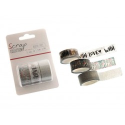 WASHI TAPE WITH LOVE cm1,5x3mt 3pz