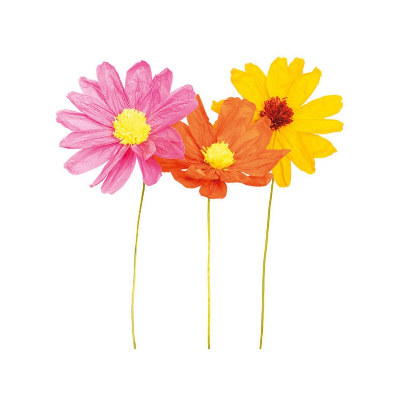 FIORE IN CARTA C/STELO 35x85cm 1 PEZZO colori ass.ti