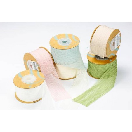 NASTRO CRINKLE CHIFFON mm38x10mt CELESTE POLVERE BAR