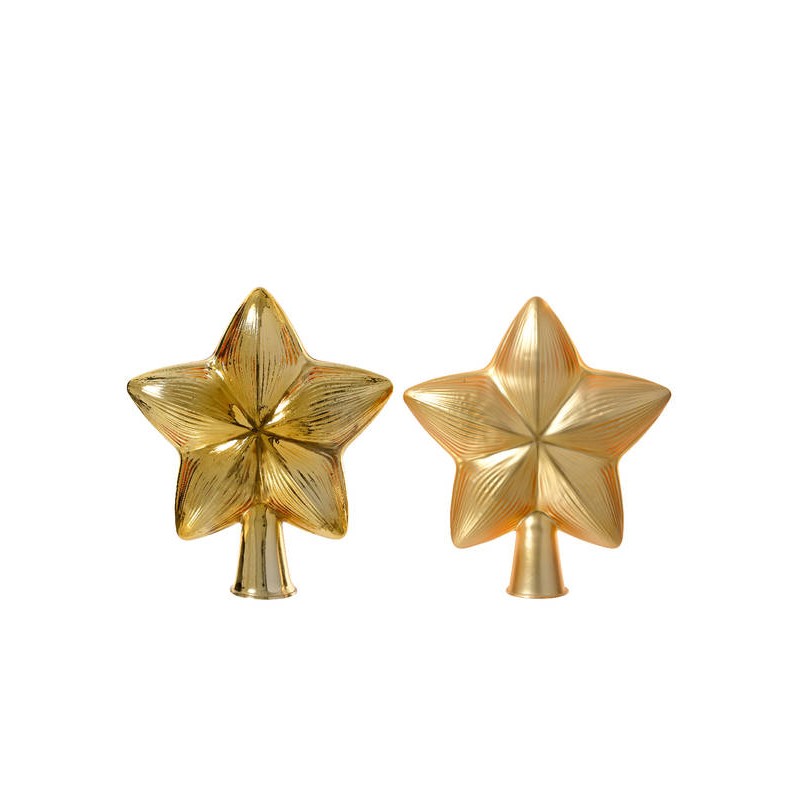 PUNTALE ALBERO IN VETRO A FORMA DI STELLA ORO 2ass.ti 1pz