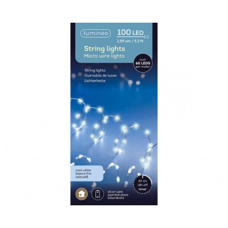 MICRO LED 100 LUCI 1,59mt FILO ARGENTO - LUCE FREDDA INTERNO