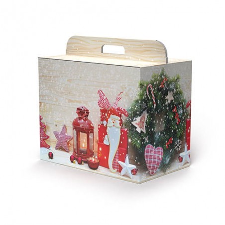 SCATOLA REGALO C/MANIGLIA LINEA 400 43x26x34cm COZY CHRISTMAS