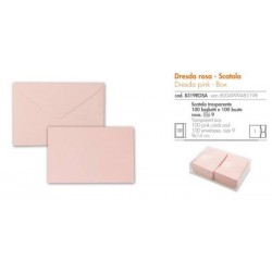 BIGLIETTI + BUSTA 9x14cm BRISTOL ROSA 100pz