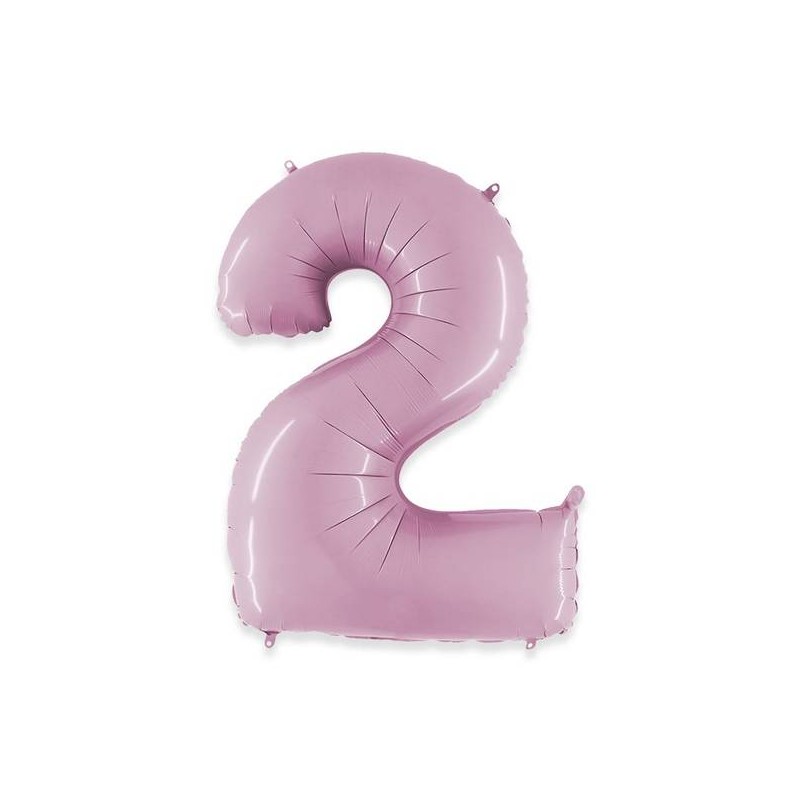 PALLONE NUMERO 2 MYLAR 102cm 40 ROSA