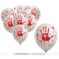 PALLONCINI BIANCHI 30cm  MANO INSANGUINATA 10pz