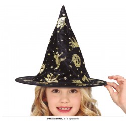 CAPPELLO STREGA NERO ORO BAMBINI
