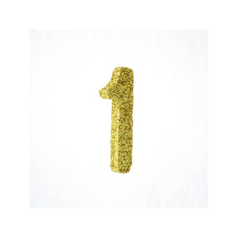 NUMERO POLISTIROLO FANTASY GLITTER ORO 7cm 1