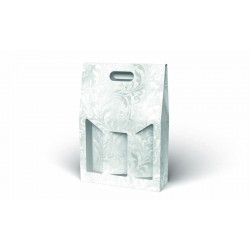 SCATOLA 3 BOTTIGLIE C/MAN. E FIN. 27x9x38cm  DAMASCO PERLA