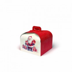 SCATOLA PORTA PANETTONE BASSO 25x25x20cm 1kg SANTA CLAUS