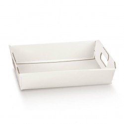 CESTA CARTONE C/MANIGLIE 40x30x12cm FIBRA BIANCO