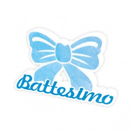 SCRITTA IN POLISTIROLO BATTESIMO CELESTE FIOCCO 36x23x5cm