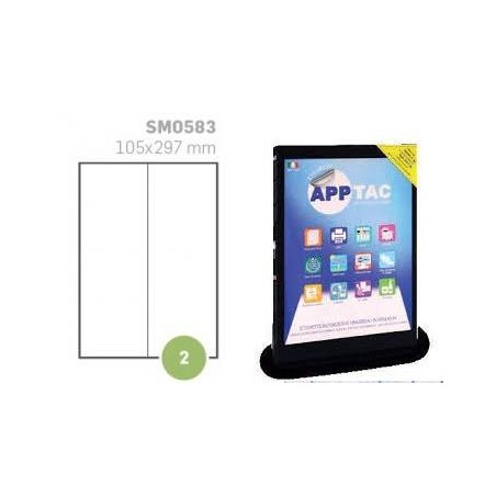 ETICHETTE APPTAC SM0583 105x297mm IN F.TO A4 BIANCHE NON RIMOVIBILI 100pz