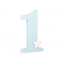NUMERO 1 LEGNO 16,5x3,5x30cm AZZURRO