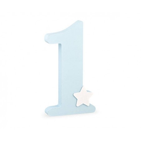NUMERO 1 LEGNO 16,5x3,5x30cm AZZURRO