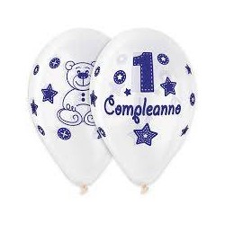 PALLONCINI ALL AROUND PRIMO COMPLEANNO CELESTE ø30cm 10pz