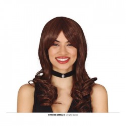 PARRUCCA CAPELLI CASTANI LUNGHI CON FRANGIA
