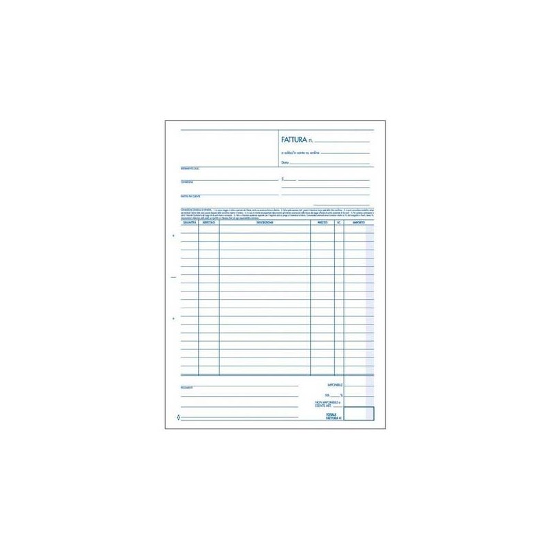 BLOCCO FATTURE 1 ALIQUOTA 22,5x29,7 3 COPIE BM 35fg 904/3