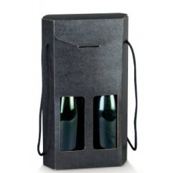 SCATOLA 2 BOTTIGLIE C/COR 20,5x9,5x35x5 ESAGONALE SETA NERO
