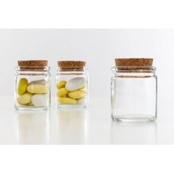 BARATTOLO TONDO VETRO TAPPO SUGHERO 50ml H.6cm H3136