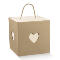 SCATOLA IN C/CORDINO AVANA 24,5x24,5x18cm CUORE