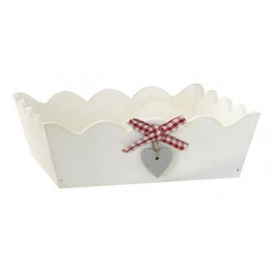 CASSETTA LEGNO BIANCA CUORE E NASTRO 20x20x8cm CASL2441