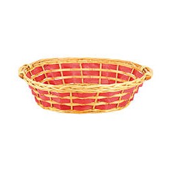 CESTO OVALE NATURAL INTRECCIO ROSSO /MANIGLIE 61x48x16cm...