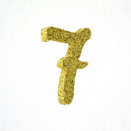 NUMERO POLISTIROLO FANTASY GLITTER ORO 7cm 7