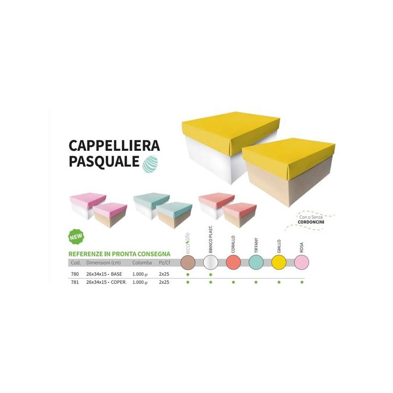 SCATOLA CAPPELLIERA PASQUALE COP. ROSA 1000gr 26x34x15