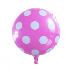 PALLONE MYLAR TONDO 45cm POIS ROSA