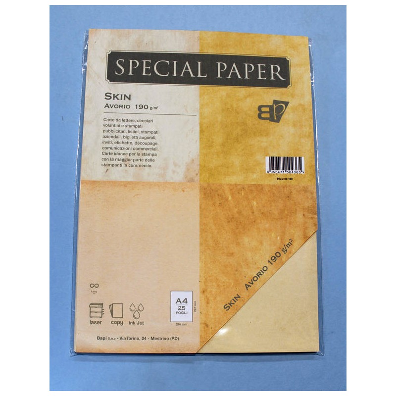 CARTA A4 21x29,7 SKIN AVORIO gr.190 25fg