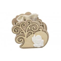 SACCHETTO TESSUTO LEGNO ALBERO DELLA VITA COMUNIONE 6pz