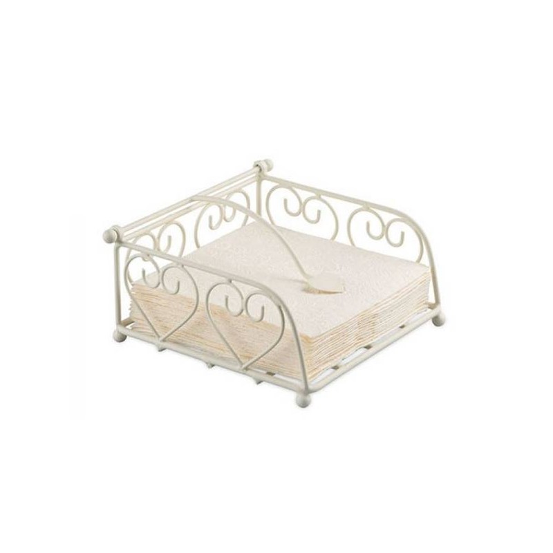 NAPKIN HOLDER HEART CREAM BIG