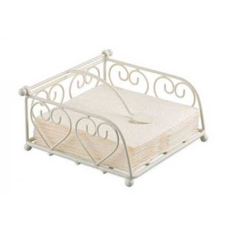NAPKIN HOLDER HEART CREAM BIG