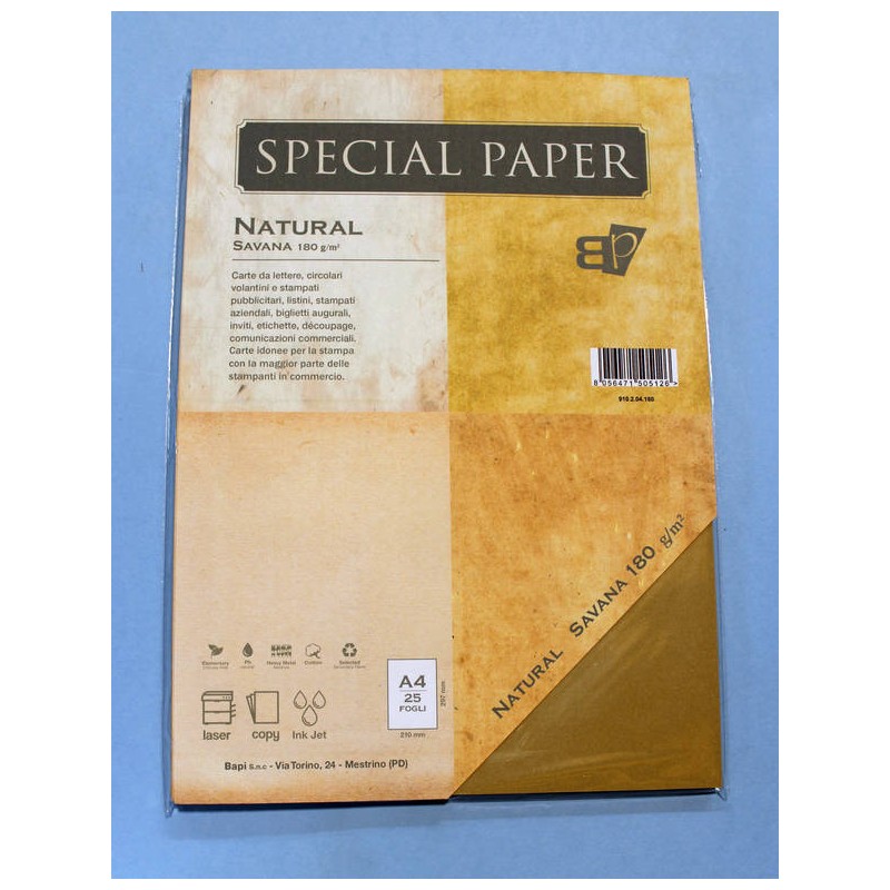 CARTA A4 21x29,7 NATURAL SAVANA gr.180 25fg